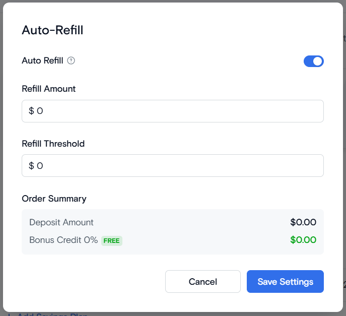 Enable Auto-Refill